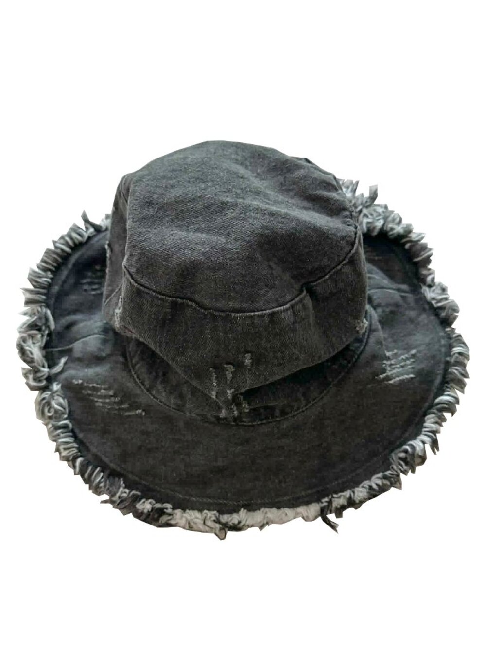 DOLLS KILL Distressed Denim Bucket Hat Black Size One Size